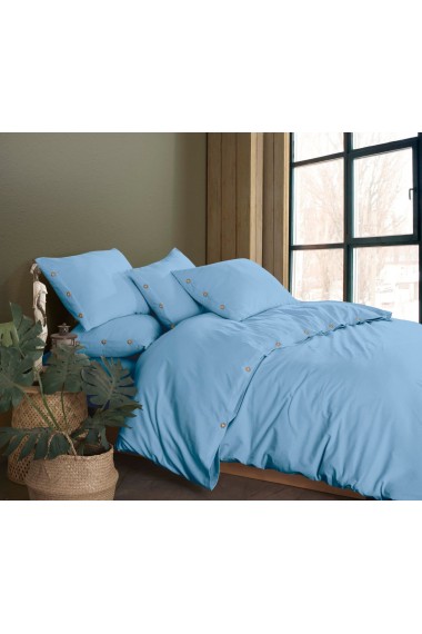 Taş Yıkama Nevresim Takımı Tek Renk ( çift kişilik )-İndigo